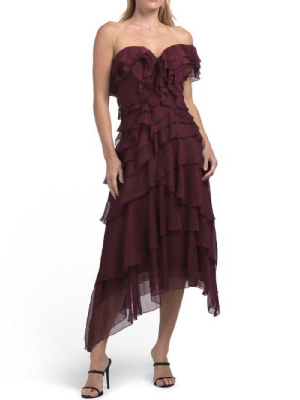 AMUR Emaline Chiffon Cascade Dress